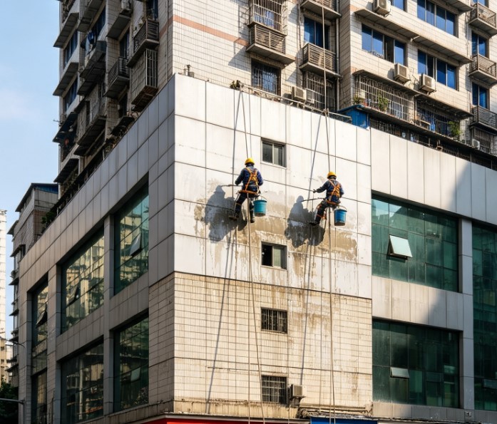 楼宇外墙清洗｜重庆南岸区南坪工贸大厦外墙清洗项目